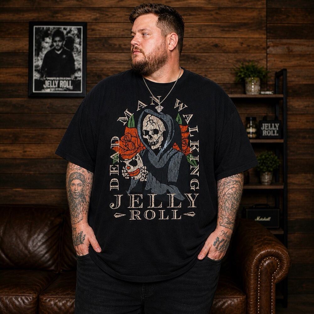 Jelly Roll Dead Man Walking T Shirt 3XL Black Skull Graphic Country Rap Tour